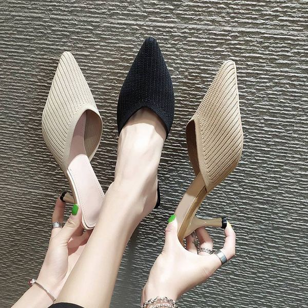 Summer 2021 Woman Knitted Pointed Toe Sandals Women Fashion Thin High Heels Slides Female Sewing Platform Shoes Ladies Slippers, Beige
Summer 2021 Woman Knitted Pointed Toe Sandals Women Fashion Thin High Heels Slides Female Sewing Platform Shoes Ladies Slippers, Beige