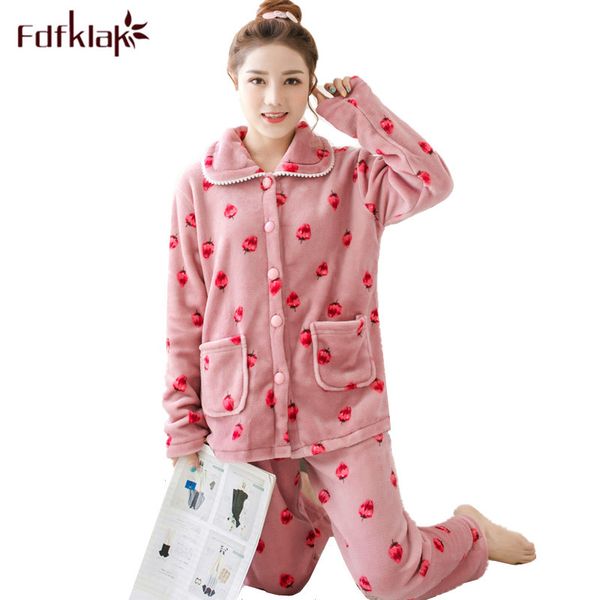 women's sleepwear flannel winter pajamas women long sleeve thick sleepwear home clothing warm women's pijamas set print pyjama fem, Black;red
women's sleepwear flannel winter pajamas women long sleeve thick sleepwear home clothing warm women's pijamas set print pyjama fem, Black;red