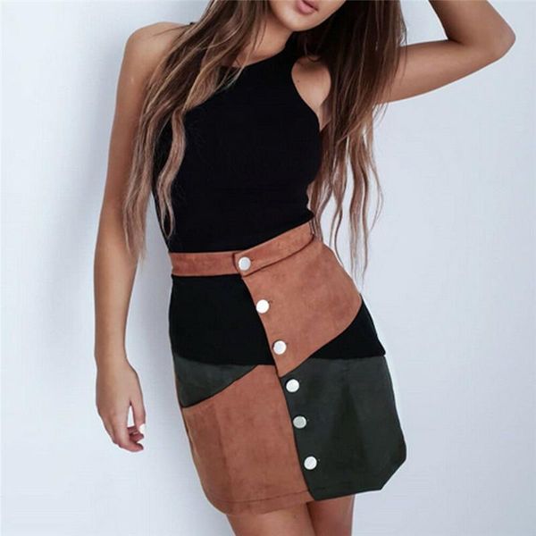 skirts women high waist suede button skirt ladies fashion panalled splice a-line frauen slim elegant short mini summer s, Black
skirts women high waist suede button skirt ladies fashion panalled splice a-line frauen slim elegant short mini summer s, Black