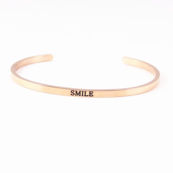 bracelet cuff bangle friend sister gift mantra quote "smile" stainless steel engraved motivational jewelry for women q0719, Black
bracelet cuff bangle friend sister gift mantra quote "smile" stainless steel engraved motivational jewelry for women q0719, Black