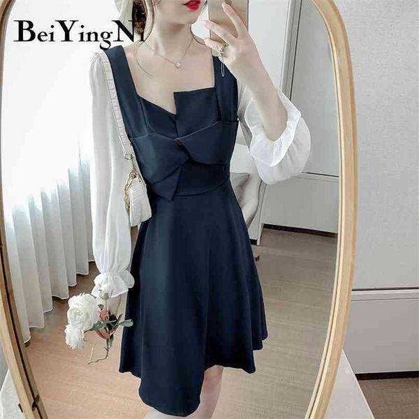 fashion mini dress chiffon patchwork casual elegant retro a line long sleeve black dresses womens chicly party korean 210506, Black;gray
fashion mini dress chiffon patchwork casual elegant retro a line long sleeve black dresses womens chicly party korean 210506, Black;gray
