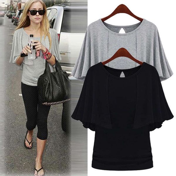 dresses large summer casual fat mm cape bat short sleeve t-shirt women's thin knitting top, Black;gray
dresses large summer casual fat mm cape bat short sleeve t-shirt women's thin knitting top, Black;gray