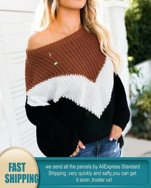women's sweaters long sleeve off the shoulder colorblock sweater 2021 winter autumn women pullovers casual loose striped, White;black
women's sweaters long sleeve off the shoulder colorblock sweater 2021 winter autumn women pullovers casual loose striped, White;black