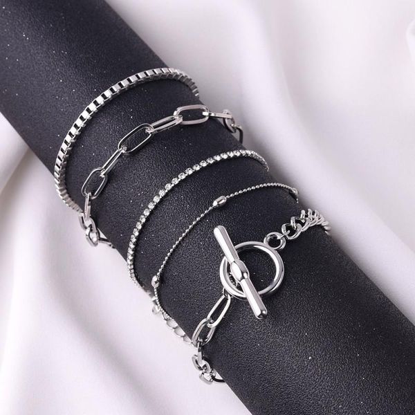 link, chain ladies creative multi-layer bracelet with diamonds and round beads women's fashion geometric ot buckle metal, Black
link, chain ladies creative multi-layer bracelet with diamonds and round beads women's fashion geometric ot buckle metal, Black