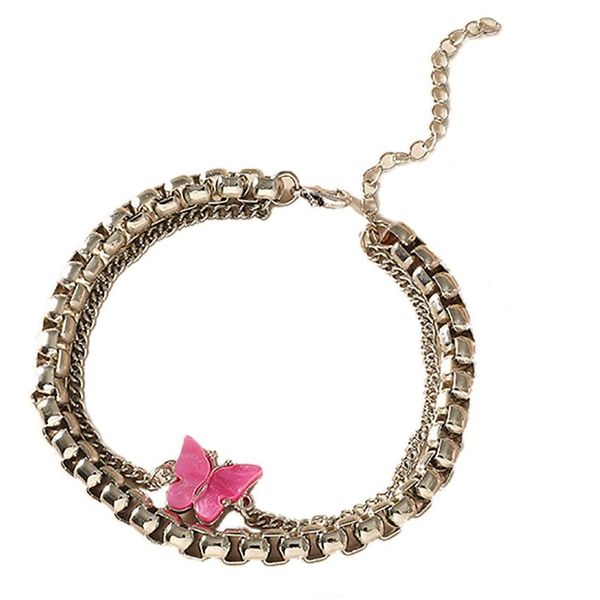 link, chain fashion butterfly bracelet two layers charm for women golden color, Black
link, chain fashion butterfly bracelet two layers charm for women golden color, Black