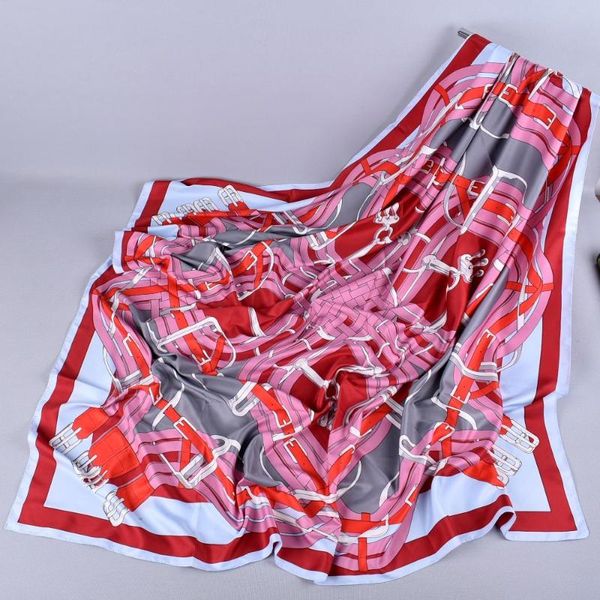 scarves 100% twill silk scarf design belt print square summer female foulard large shawls wraps echarpe 130*130cm, Blue;gray 
scarves 100% twill silk scarf design belt print square summer female foulard large shawls wraps echarpe 130*130cm, Blue;gray