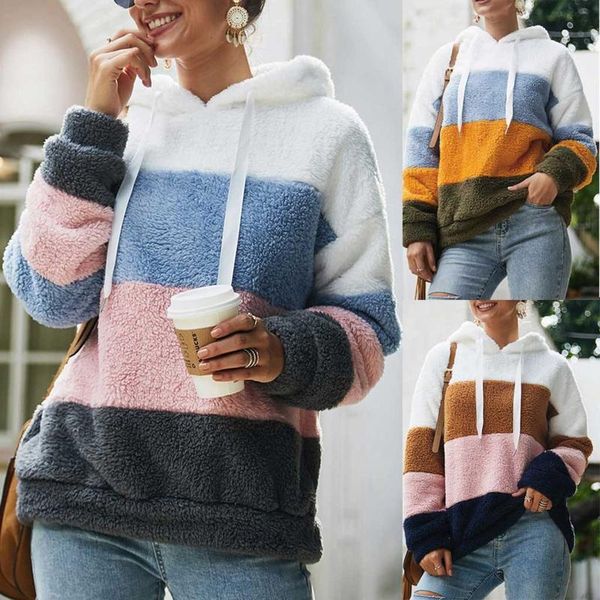 women's hoodies & sweatshirts fleece hoodie women plush 2021 autumn winter color patchwork outerwears female long sleeve pullover coat, Black
women's hoodies & sweatshirts fleece hoodie women plush 2021 autumn winter color patchwork outerwears female long sleeve pullover coat, Black