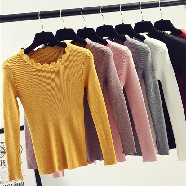 gkfnmt women sweater 2021 fall winter clothes fashion high elastic solid slim button knitted pullovers pink white women's sweaters, White;black
gkfnmt women sweater 2021 fall winter clothes fashion high elastic solid slim button knitted pullovers pink white women's sweaters, White;black