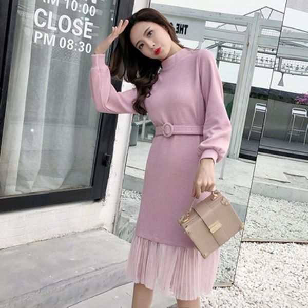 casual dresses autumn winter women korea style mesh patchwork leisure dress ladies long sleeves turtleneck knitted office with belt, Black;gray
casual dresses autumn winter women korea style mesh patchwork leisure dress ladies long sleeves turtleneck knitted office with belt, Black;gray