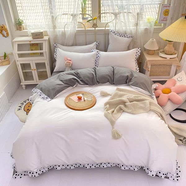 bedding sets cotton lacework lotus leaf set korean princess duvet cover aristocratic bedspreads single double king size no fills