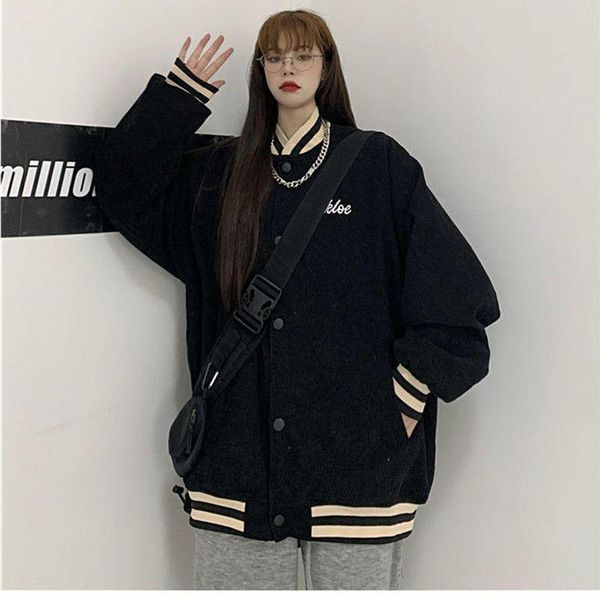 women's jackets corduroy jacket spring autumn 2021 korean loose harajuku hip hop american street baseball uniform streetwear coats, Black;brown
women's jackets corduroy jacket spring autumn 2021 korean loose harajuku hip hop american street baseball uniform streetwear coats, Black;brown