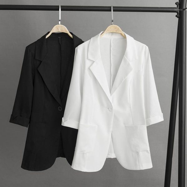 women's suits & blazers black white cotton linen blazer coat women spring autumn profession slim outerwear plus size 4xl thin casual fe, White;black
women's suits & blazers black white cotton linen blazer coat women spring autumn profession slim outerwear plus size 4xl thin casual fe, White;black