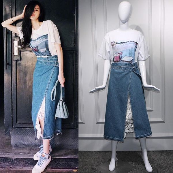 women's two piece pants women sets 2021 autumn o-neck long sleeve white print t-shirts+lace skirt+denim skirts 3pcs chinese actress clo
women's two piece pants women sets 2021 autumn o-neck long sleeve white print t-shirts+lace skirt+denim skirts 3pcs chinese actress clo