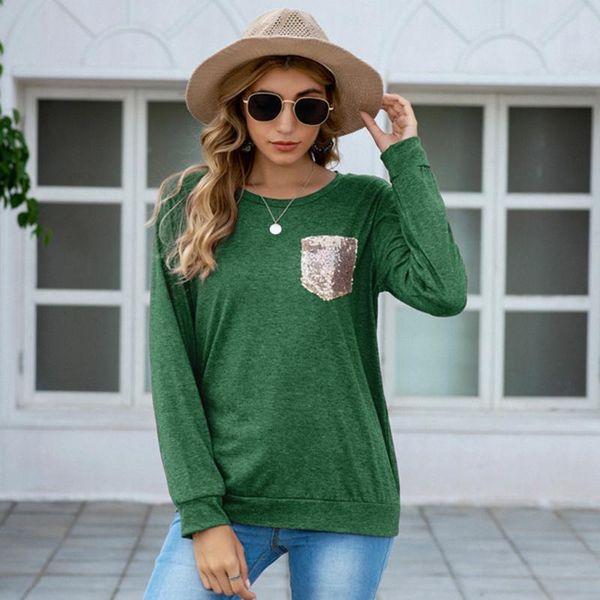 women's t-shirt sequine pocket long sleeve women o neck soft tee shirts female autumn loose casual solid t shirt for woman, White
women's t-shirt sequine pocket long sleeve women o neck soft tee shirts female autumn loose casual solid t shirt for woman, White