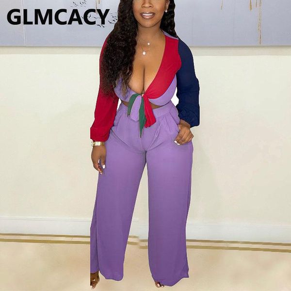 women's two piece pants women casual suits long sleeve tie front v neck crop & loose set, White
women's two piece pants women casual suits long sleeve tie front v neck crop & loose set, White