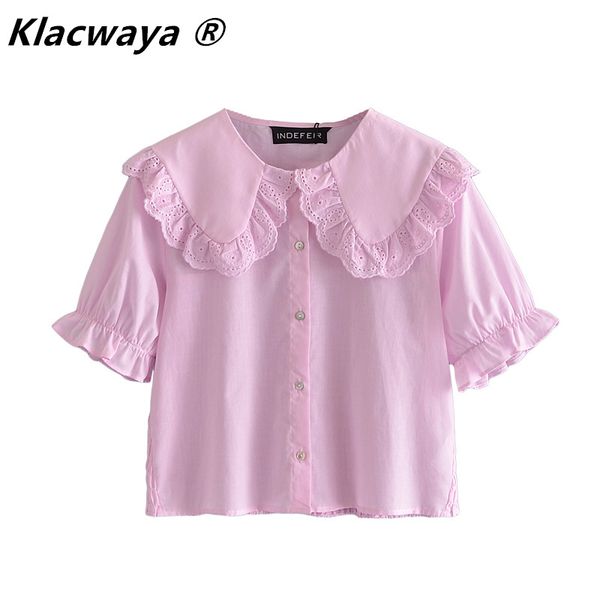 women's summer fashion all-match loose doll collar embroidered single-breasted back elasticity shirt 210521, White
women's summer fashion all-match loose doll collar embroidered single-breasted back elasticity shirt 210521, White