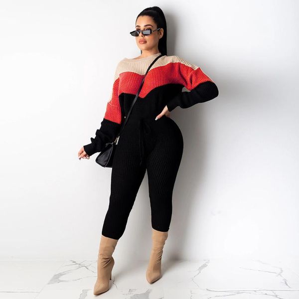 women's two piece pants 2021 winter ladies fashion hit color long-sleeved sweater suit knitted lace-up pencil suitable for fitness yoga, White
women's two piece pants 2021 winter ladies fashion hit color long-sleeved sweater suit knitted lace-up pencil suitable for fitness yoga, White