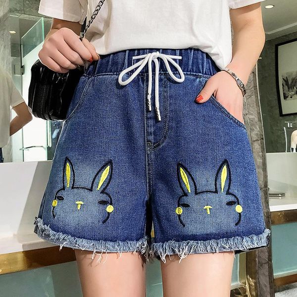 women's shorts 5xl summer women cartoon embroidery girl trousers feminino elastic wasit loose casual student, White;black
women's shorts 5xl summer women cartoon embroidery girl trousers feminino elastic wasit loose casual student, White;black