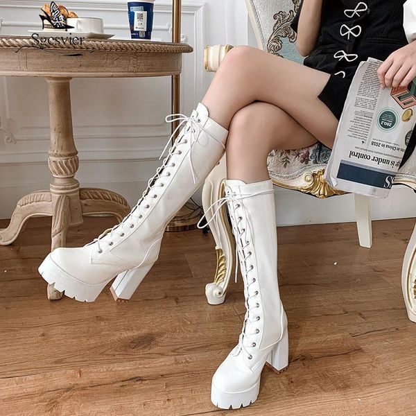 boots sgesvier party nightclub shoes women knee high round toe lace up zip fashion heels platform lady, Black
boots sgesvier party nightclub shoes women knee high round toe lace up zip fashion heels platform lady, Black