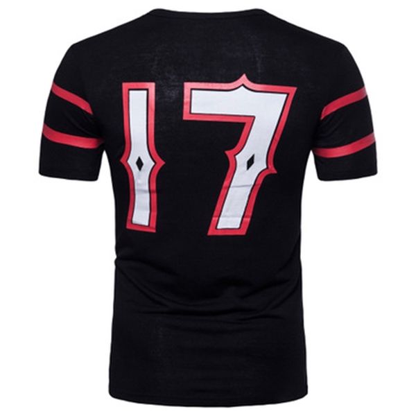 eur size summer tee mens casual t-shirt number seventeen with stars printed short sleeves sport wear m-2xl, White;black
eur size summer tee mens casual t-shirt number seventeen with stars printed short sleeves sport wear m-2xl, White;black