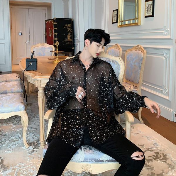 loose casual shirts male streetwear hip hop punk gothic party night club shirt men bat long sleeve star transparent oversize men's, White;black
loose casual shirts male streetwear hip hop punk gothic party night club shirt men bat long sleeve star transparent oversize men's, White;black