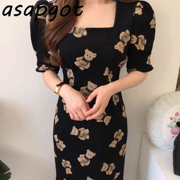 elegant black lace up waist square neck short sleeve bear print mermaid dress women retro summer chic korean vestido feminino 210429, Black;gray
elegant black lace up waist square neck short sleeve bear print mermaid dress women retro summer chic korean vestido feminino 210429, Black;gray