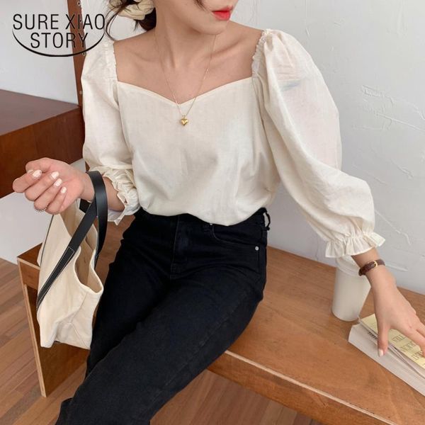 korean chic blouse women square collar puff sleeve ladies' blusa white shirts spring 2021 fashion casual female 10165 women's blo
korean chic blouse women square collar puff sleeve ladies' blusa white shirts spring 2021 fashion casual female 10165 women's blo