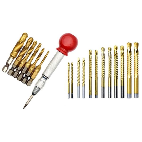 12pcs twist drill set slotted serrated & 7 pcs 1/4 inch metric thread tap hss spiral hex shank hand tools
12pcs twist drill set slotted serrated & 7 pcs 1/4 inch metric thread tap hss spiral hex shank hand tools