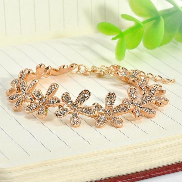 link, chain exquisite crystal flower bracelet gold charming women wedding party jewelry vintage christmas gift, Black
link, chain exquisite crystal flower bracelet gold charming women wedding party jewelry vintage christmas gift, Black