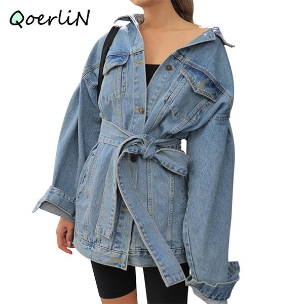 fashion single-breast oversized jeans jacket coat women autumn&winter denim belt lapel loose bandage outwear 210601, Black;brown
fashion single-breast oversized jeans jacket coat women autumn&winter denim belt lapel loose bandage outwear 210601, Black;brown