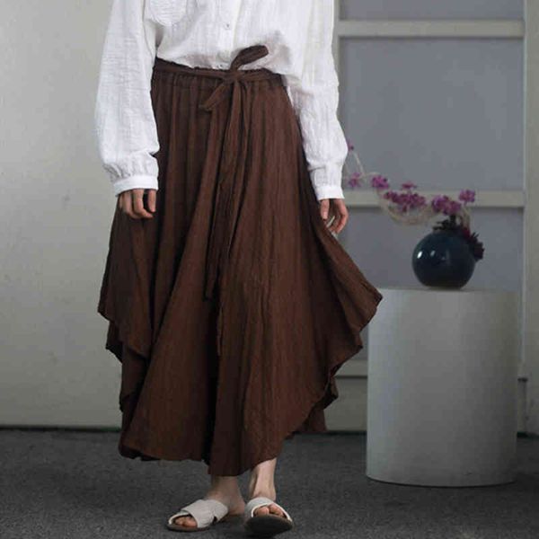 johnature women cotton linen skirts blet plaid summer casual women cloths vintage loose pleated skirts 210521, Black
johnature women cotton linen skirts blet plaid summer casual women cloths vintage loose pleated skirts 210521, Black
