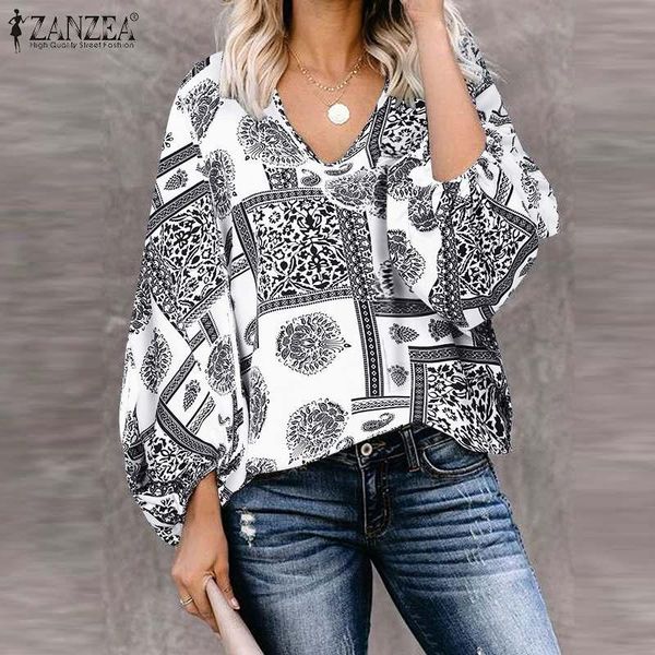 women's blouses & shirts oversize women summer zanzea 2021 fashion printed casual puff sleeve blusas female v neck tunic floral chemis, White
women's blouses & shirts oversize women summer zanzea 2021 fashion printed casual puff sleeve blusas female v neck tunic floral chemis, White