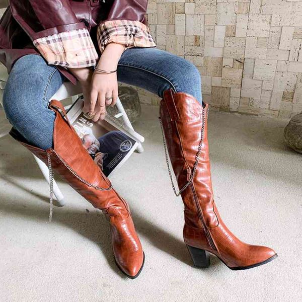 norberg winter warm pointed toe chain western cowboy boots embossed plaid pattern knee-high boots women 210507, Black
norberg winter warm pointed toe chain western cowboy boots embossed plaid pattern knee-high boots women 210507, Black