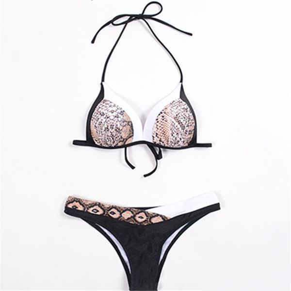 women's swimwear snake printed women bikini set push up patchwork bandeau swimsuit female bandage strappy biquini beachwear, White;black
women's swimwear snake printed women bikini set push up patchwork bandeau swimsuit female bandage strappy biquini beachwear, White;black
