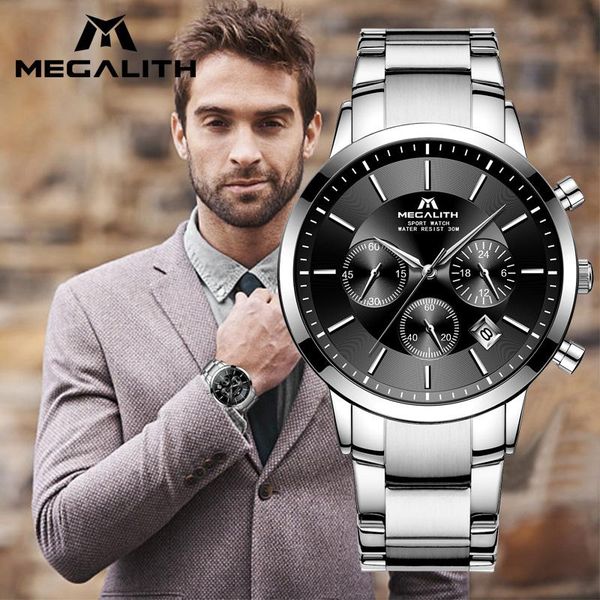 wristwatches megalith man watches 2021 quartz watch waterproof chronograph analogue for men clock relogio masculino, Slivery;brown
wristwatches megalith man watches 2021 quartz watch waterproof chronograph analogue for men clock relogio masculino, Slivery;brown