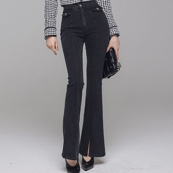 jean arrival fashionable female long pants ol simple temperament with black waist denim thin dividing flare, Blue
jean arrival fashionable female long pants ol simple temperament with black waist denim thin dividing flare, Blue