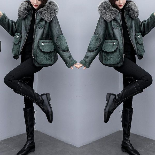 women's leather & faux winter coats women thick imitation fur short length coat lining jacket warm outerwear casaco feminino, Black
women's leather & faux winter coats women thick imitation fur short length coat lining jacket warm outerwear casaco feminino, Black