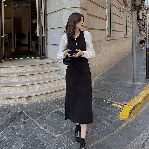 one-piece woman pleated dress korean long sleeve knitted sweater lady 2021 women spring autumn knidress casual dresses, Black;gray
one-piece woman pleated dress korean long sleeve knitted sweater lady 2021 women spring autumn knidress casual dresses, Black;gray