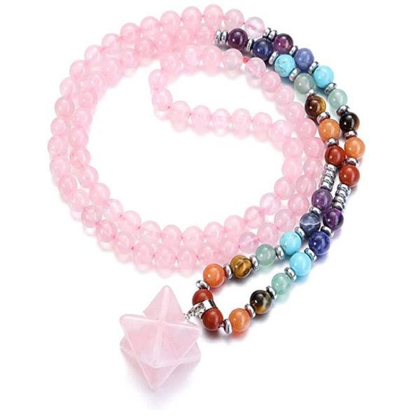 unique rose pink quartz merkaba symbol pendant long beads chain necklace tiger eye stone healing chakra jewelry necklaces, Silver
unique rose pink quartz merkaba symbol pendant long beads chain necklace tiger eye stone healing chakra jewelry necklaces, Silver