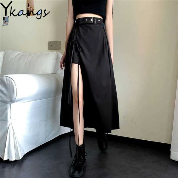 gothic black skirt korea irregular high waist pleated skirt with belt women summer streetwear casual split long skirt lady 210619
gothic black skirt korea irregular high waist pleated skirt with belt women summer streetwear casual split long skirt lady 210619