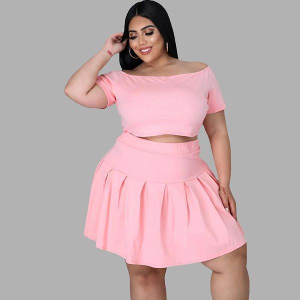plus size tracksuits women clothing slash neck solid color crop elegant folds skirt casual two piece sets wholesale drop, Black
plus size tracksuits women clothing slash neck solid color crop elegant folds skirt casual two piece sets wholesale drop, Black