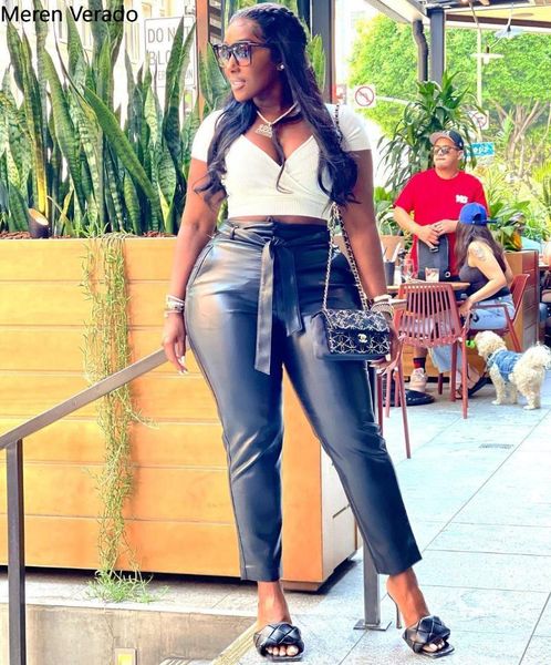 women's pants & capris meren verado faux leather women solid sashes pockets straight full length mid rised street casual summer lady tr, Black;white
women's pants & capris meren verado faux leather women solid sashes pockets straight full length mid rised street casual summer lady tr, Black;white