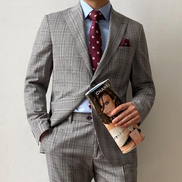men's suits & blazers ricodesign slim fit business classic formal gray check suit two pieces handmade tailored customd, White;black
men's suits & blazers ricodesign slim fit business classic formal gray check suit two pieces handmade tailored customd, White;black
