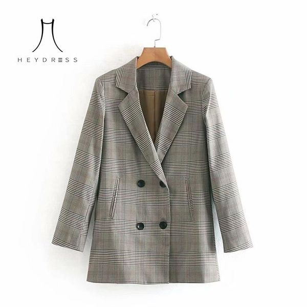 heydress women autumn long sleeve plaid blazers jackets vintage loose female double breasted casual office lady outwears women's suits, White;black
heydress women autumn long sleeve plaid blazers jackets vintage loose female double breasted casual office lady outwears women's suits, White;black
