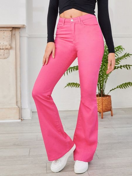 tall zipper fly flare leg jeans 77ye#, Blue