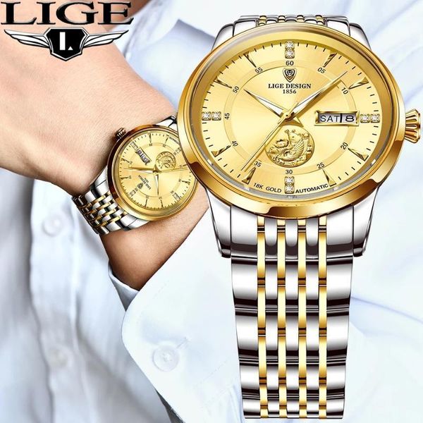 men automatic mechanical watches business stainless steel 100m waterproof watch fashion clock reloj hombre wristwatches, Slivery;brown
men automatic mechanical watches business stainless steel 100m waterproof watch fashion clock reloj hombre wristwatches, Slivery;brown