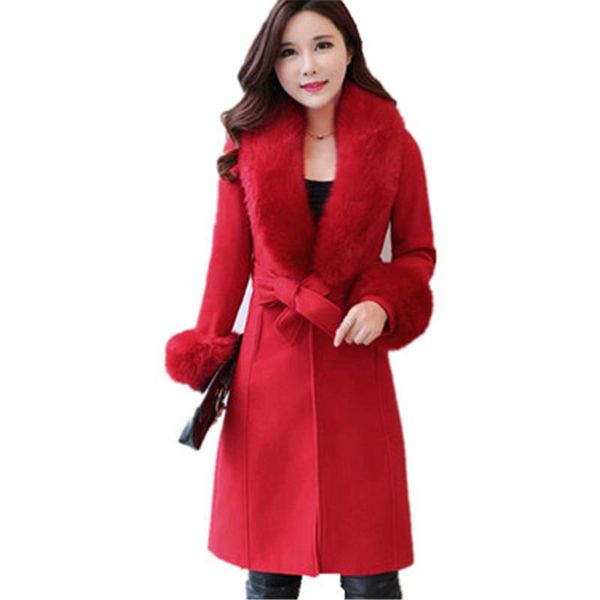 women's wool & blends 2021 winter woolen long coats big faux fur collar female outerwear sleeve removable burrs trendy lady overcoats, Black
women's wool & blends 2021 winter woolen long coats big faux fur collar female outerwear sleeve removable burrs trendy lady overcoats, Black