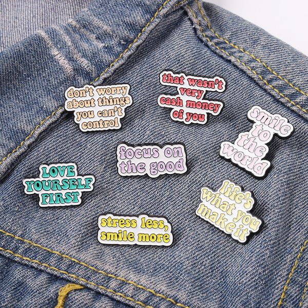 smile to the world letter brooches women alloy strength positive energy lapel pins be strong enamel backpack clothes badge accessories 7 opt, Gray
smile to the world letter brooches women alloy strength positive energy lapel pins be strong enamel backpack clothes badge accessories 7 opt, Gray