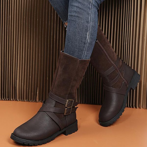 boots autumn winter retro british style brand design women's mid-calf classic platform round toe belt buckle female short, Black
boots autumn winter retro british style brand design women's mid-calf classic platform round toe belt buckle female short, Black
