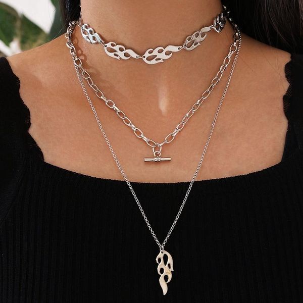 pendant necklaces 3pcs punk silver-color flame necklace set for women hip- cool gift female fashion choker neck jewelry collar
pendant necklaces 3pcs punk silver-color flame necklace set for women hip- cool gift female fashion choker neck jewelry collar